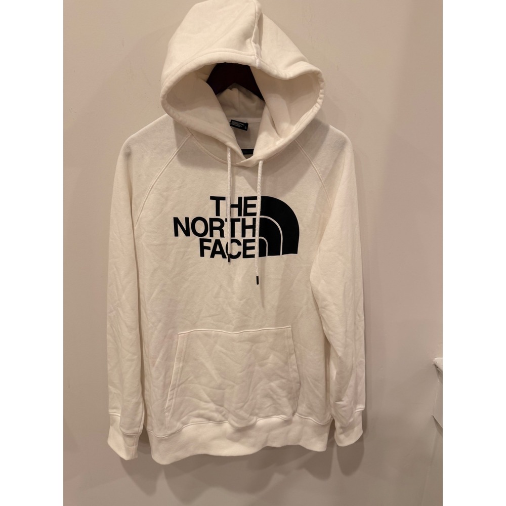 The North Face Womens Half Dome Logo Hoodie White Fleece Pullover XL‎ WL061